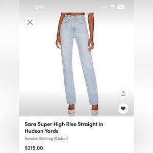 GRLFRND Sara Super High Rise Straight Jean in
Hudson Yards SIZE 30 light wash